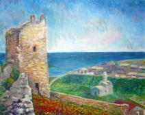 Картина «Башня у моря» — холст, масло, живопись